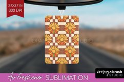 Retro Flowers Air Freshener PNG - Groovy PNG Sublimation Product Image 1