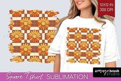 Retro Flowers Square Tshirt Background - Groovy PNG Product Image 1