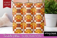 Retro Flowers Tumbler Wrap - Groovy Tumbler PNG Sublimation Product Image 1