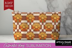 Retro Flowers Cosmetic Bag - Groovy Makeup Bag PNG Product Image 1