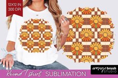 Retro Flowers Round Tshirt Background - Groovy PNG Product Image 1