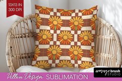 Retro Flowers Pillow Sublimation - Groovy Pillow Cover PNG Product Image 1