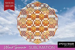 Retro Flowers Wind Spinner Sublimation PNG - Groovy Round Product Image 1