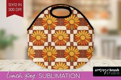 Retro Flowers Lunch Bag - Groovy Lunch Bug PNG Sublimation Product Image 1