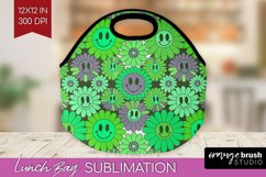 Retro Flowers Lunch Bag - Groovy Lunch Bug PNG Sublimation Product Image 1