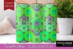 Retro Flowers Tumbler Wrap - Groovy Tumbler PNG Sublimation Product Image 1