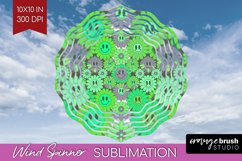 Retro Flowers Wind Spinner Sublimation PNG - Groovy Round Product Image 1
