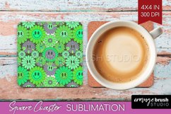 Retro Flowers Square Coaster - Groovy Coaster PNG Product Image 1