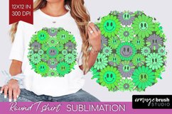 Retro Flowers Round Tshirt Background - Groovy PNG Product Image 1