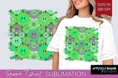 Retro Flowers Square Tshirt Background - Groovy PNG Product Image 1