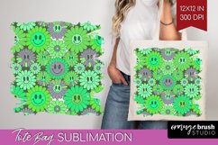 Retro Flowers Tote Bag - Groovy Tote Bag PNG Sublimation Product Image 1
