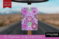 Retro Flowers Air Freshener PNG - Groovy PNG Sublimation Product Image 1