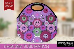Retro Flowers Lunch Bag - Groovy Lunch Bug PNG Sublimation Product Image 1