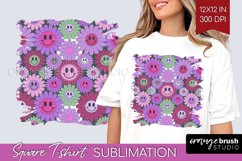 Retro Flowers Square Tshirt Background - Groovy PNG Product Image 1
