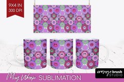 Retro Flowers Mug Wrap - Groovy Mug PNG Sublimation Product Image 1