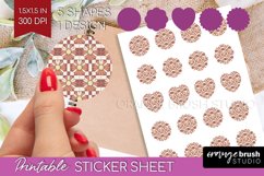 Retro Flowers Round Sticker - Groovy Printable Sticker Sheet Product Image 1