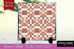Retro Flowers Slate PNG - Groovy Square Slate Sublimation Product Image 1