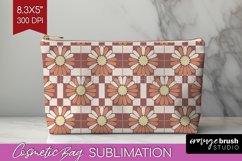 Retro Flowers Cosmetic Bag - Groovy Makeup Bag PNG Product Image 1
