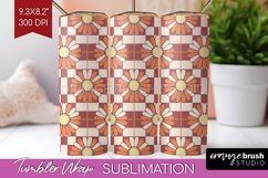 Retro Flowers Tumbler Wrap - Groovy Tumbler PNG Sublimation Product Image 1