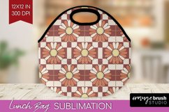 Retro Flowers Lunch Bag - Groovy Lunch Bug PNG Sublimation Product Image 1