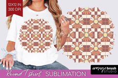 Retro Flowers Round Tshirt Background - Groovy PNG Product Image 1