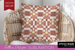 Retro Flowers Pillow Sublimation - Groovy Pillow Cover PNG Product Image 1