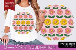 Retro Flowers Round Tshirt Background - Groovy PNG Product Image 1