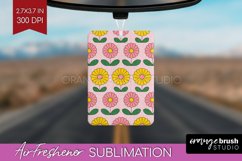 Retro Flowers Air Freshener PNG - Groovy PNG Sublimation Product Image 1