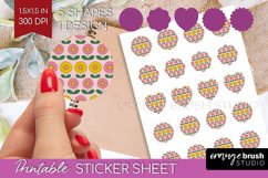 Retro Flowers Round Sticker - Groovy Printable Sticker Sheet Product Image 1