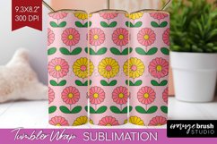Retro Flowers Tumbler Wrap - Groovy Tumbler PNG Sublimation Product Image 1