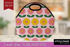 Retro Flowers Lunch Bag - Groovy Lunch Bug PNG Sublimation Product Image 1