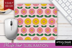 Retro Flowers Mouse Pad Sublimation - Groovy Mousepad PNG Product Image 1