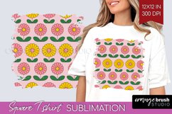 Retro Flowers Square Tshirt Background - Groovy PNG Product Image 1