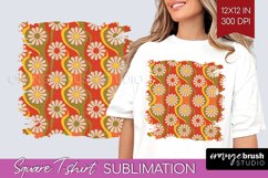Retro Flowers Square Tshirt Background - Groovy PNG Product Image 1