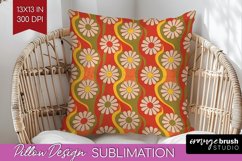 Retro Flowers Pillow Sublimation - Groovy Pillow Cover PNG Product Image 1