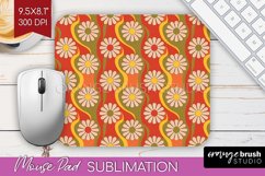 Retro Flowers Mouse Pad Sublimation - Groovy Mousepad PNG Product Image 1