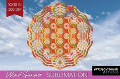 Retro Flowers Wind Spinner Sublimation PNG - Groovy Round Product Image 1