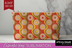 Retro Flowers Cosmetic Bag - Groovy Makeup Bag PNG Product Image 1