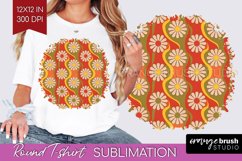 Retro Flowers Round Tshirt Background - Groovy PNG Product Image 1
