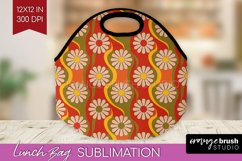 Retro Flowers Lunch Bag - Groovy Lunch Bug PNG Sublimation Product Image 1