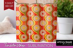 Retro Flowers Tumbler Wrap - Groovy Tumbler PNG Sublimation Product Image 1