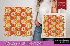 Retro Flowers Tote Bag - Groovy Tote Bag PNG Sublimation Product Image 1