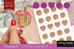 Retro Flowers Round Sticker - Groovy Printable Sticker Sheet Product Image 1