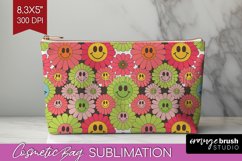 Retro Flowers Cosmetic Bag - Groovy Makeup Bag PNG Product Image 1