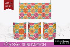 Retro Flowers Mug Wrap - Groovy Mug PNG Sublimation Product Image 1