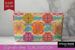 Retro Flowers Cosmetic Bag - Groovy Makeup Bag PNG Product Image 1