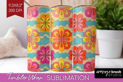 Retro Flowers Tumbler Wrap - Groovy Tumbler PNG Sublimation Product Image 1
