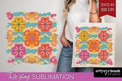 Retro Flowers Tote Bag - Groovy Tote Bag PNG Sublimation Product Image 1