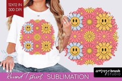 Retro Flowers Round Tshirt Background - Groovy PNG Product Image 1