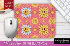 Retro Flowers Mouse Pad Sublimation - Groovy Mousepad PNG Product Image 1